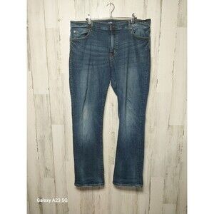 Aeropostale Jeans Mens 38x32 Blue Slim Straight Mid Rise Dark Wash Denim